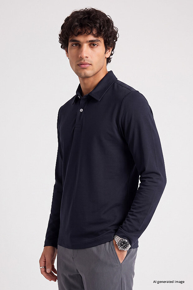 Lacivert Rahat Form Basic Erkek Polo Yaka T-Shirt - 88512 - 4