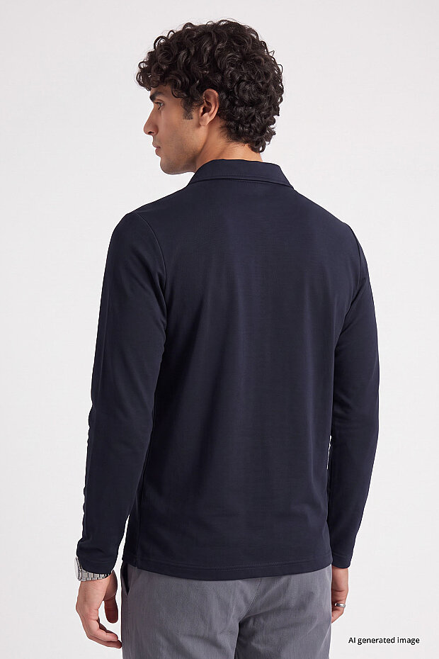 Lacivert Rahat Form Basic Erkek Polo Yaka T-Shirt - 88512 - 5