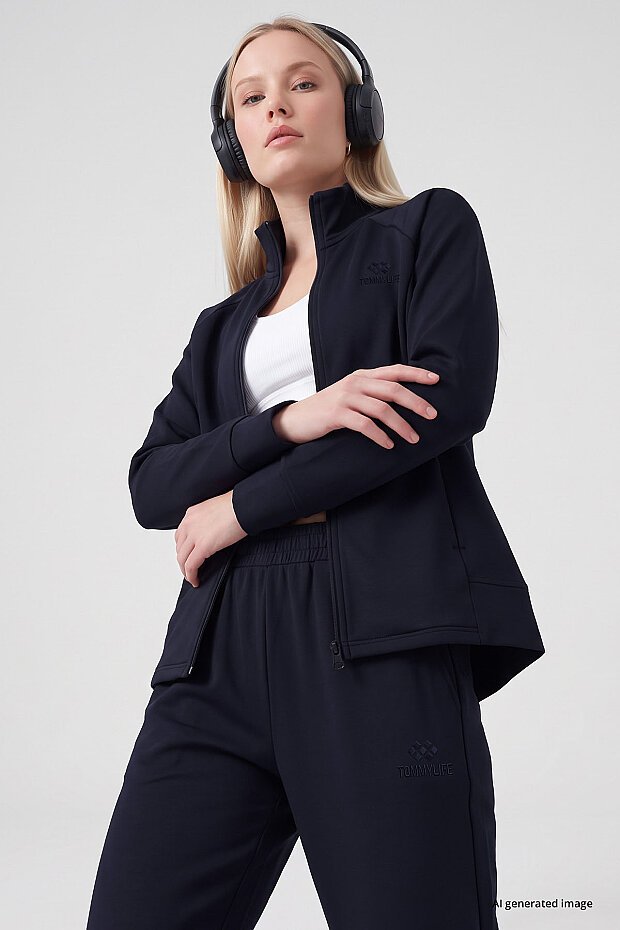 Lacivert Slim Fit Kadın Eşofman Takım - 95357 - 2