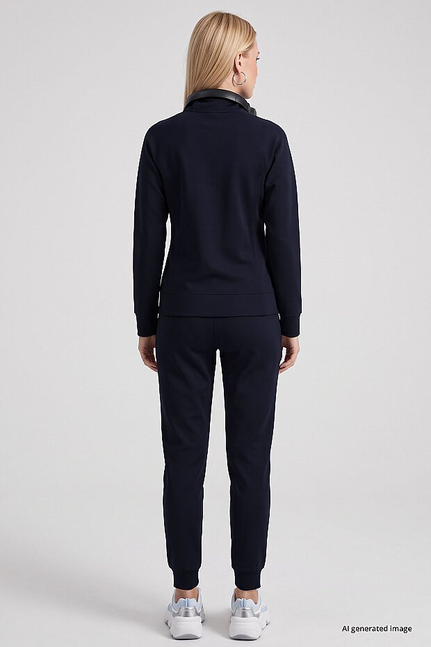 Lacivert Slim Fit Kadın Eşofman Takım - 95357 - 5