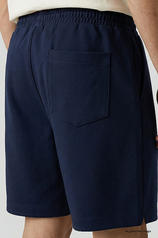 Lacivert Standart Fit Basic Arka Cepli Erkek Şort - 81314 - 6