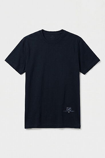 Lacivert Standart Fit Baskılı Kısa Kollu Erkek T-Shirt - 88440 