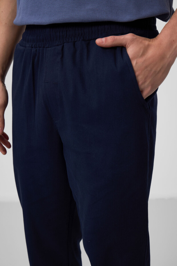 Lacivert Standart Fit Dokuma Hafif Esnek Chino Erkek Pantolon - 82175 - 3