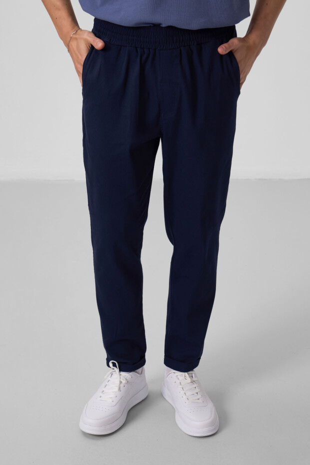 Lacivert Standart Fit Dokuma Hafif Esnek Chino Erkek Pantolon - 82175 - 2