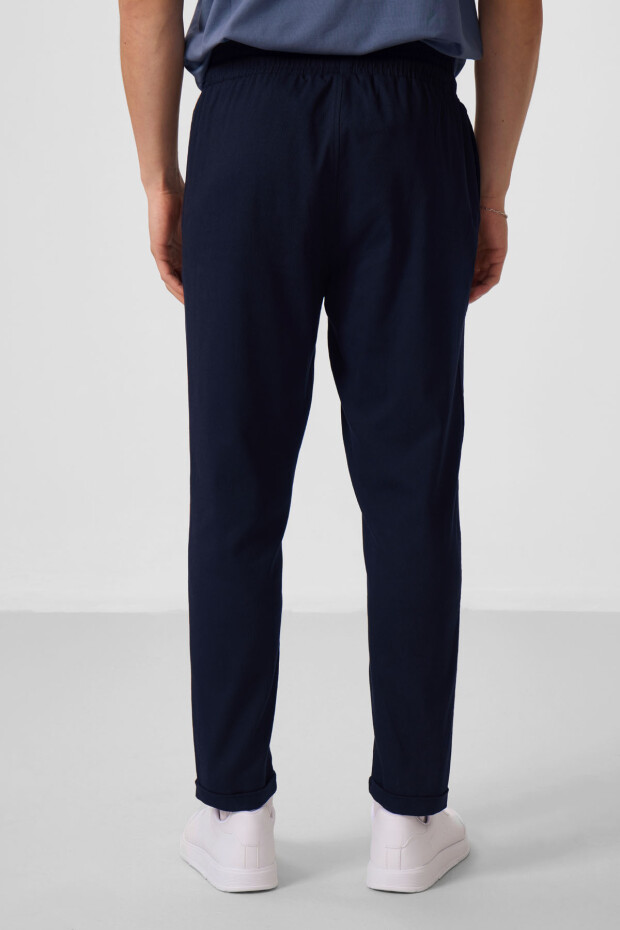 Lacivert Standart Fit Dokuma Hafif Esnek Chino Erkek Pantolon - 82175 - 5
