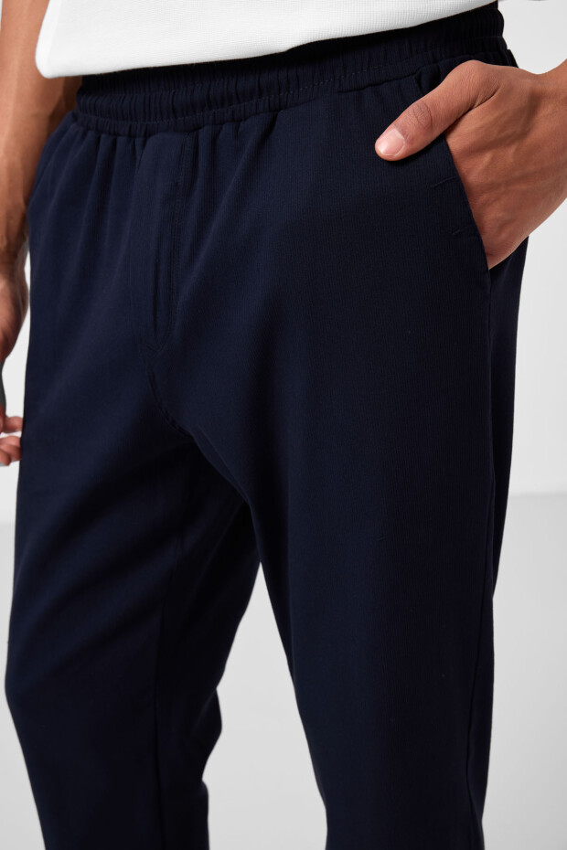 Lacivert Standart Fit Dokuma Hafif Esnek Chino Erkek Pantolon - 82176 - 5