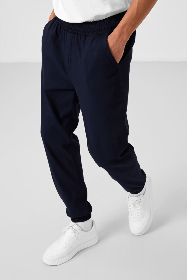Lacivert Standart Fit Dokuma Hafif Esnek Chino Erkek Pantolon - 82176 - 3