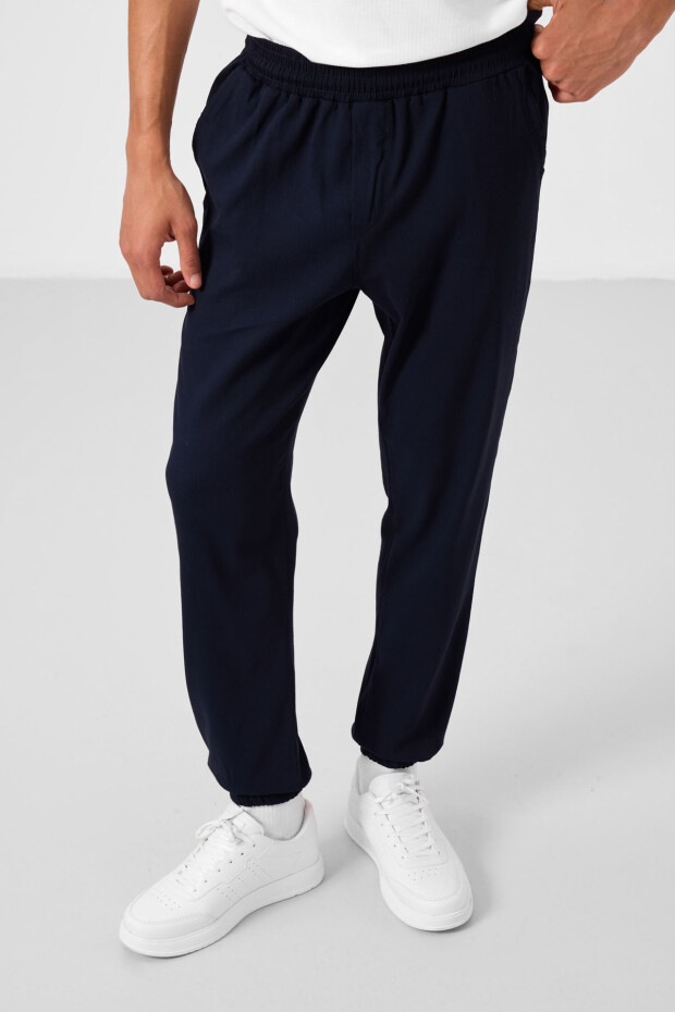 Lacivert Standart Fit Dokuma Hafif Esnek Chino Erkek Pantolon - 82176 - 2