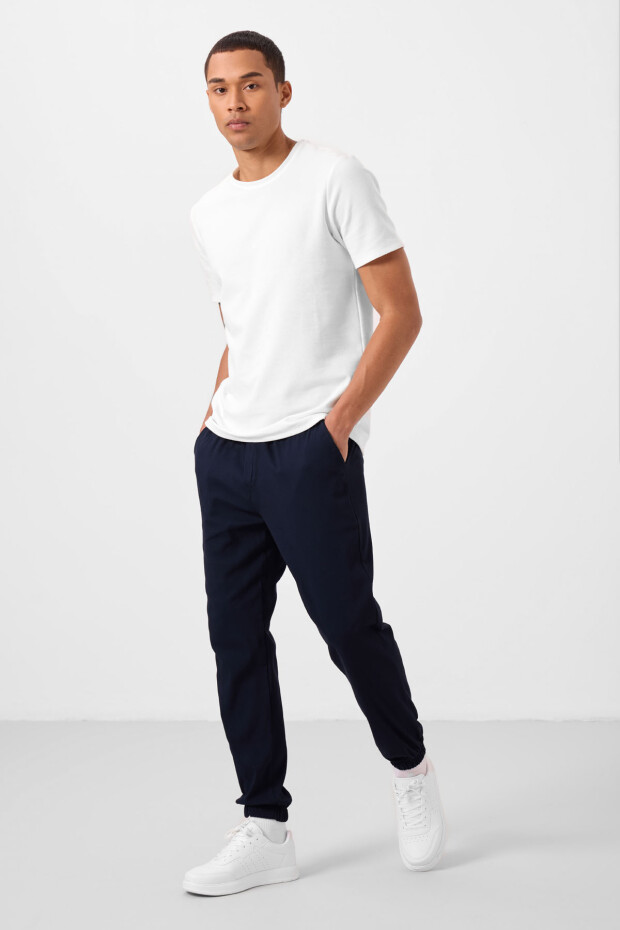 Lacivert Standart Fit Dokuma Hafif Esnek Chino Erkek Pantolon - 82176 - 4