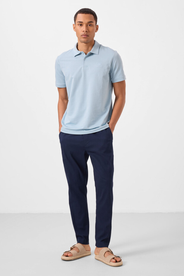 Lacivert Standart Fit Dokuma Hafif Esnek Chino Erkek Pantolon - 82177 - 1