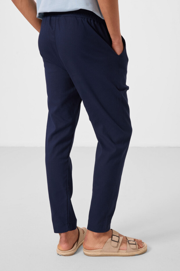 Lacivert Standart Fit Dokuma Hafif Esnek Chino Erkek Pantolon - 82177 - 6