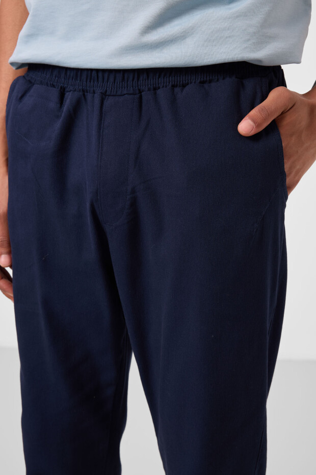 Lacivert Standart Fit Dokuma Hafif Esnek Chino Erkek Pantolon - 82177 - 4