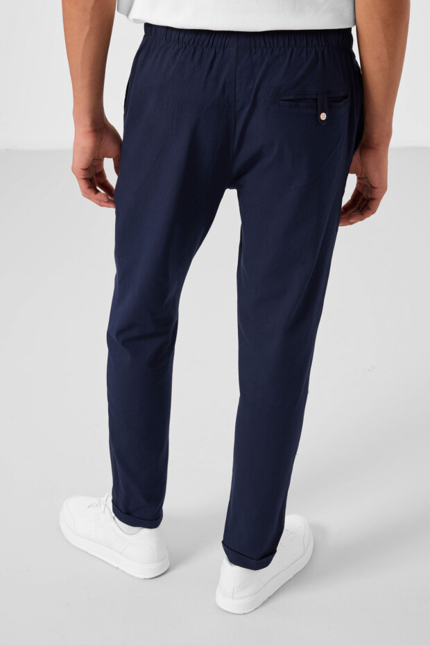 Lacivert Standart Fit Dokuma Hafif Esnek Chino Erkek Pantolon - 82178 - 7