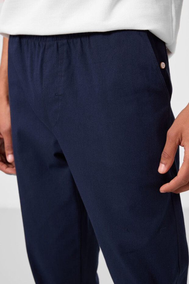 Lacivert Standart Fit Dokuma Hafif Esnek Chino Erkek Pantolon - 82178 - 4