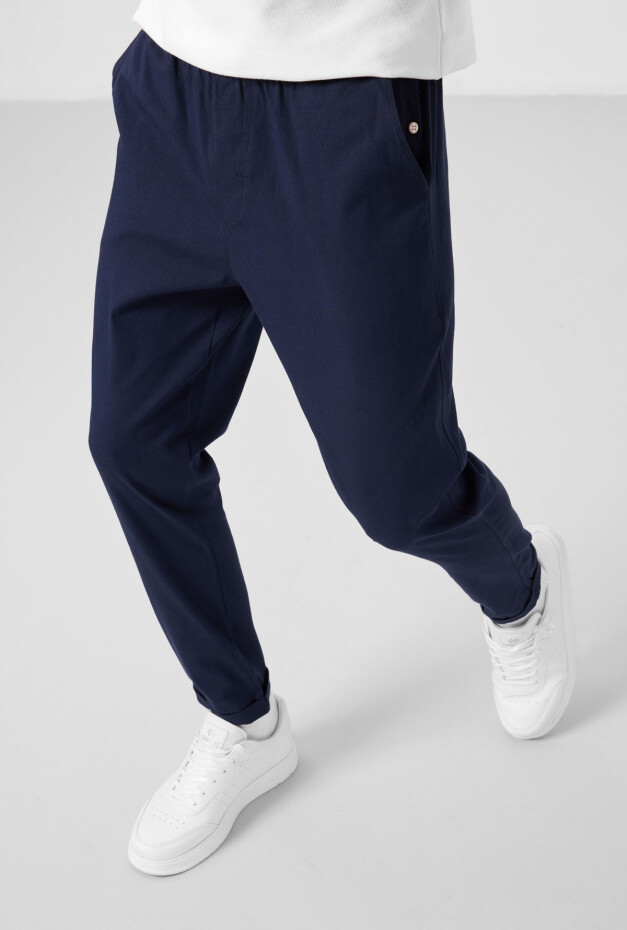 Lacivert Standart Fit Dokuma Hafif Esnek Chino Erkek Pantolon - 82178 - 3