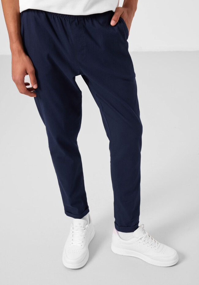 Lacivert Standart Fit Dokuma Hafif Esnek Chino Erkek Pantolon - 82178 - 2