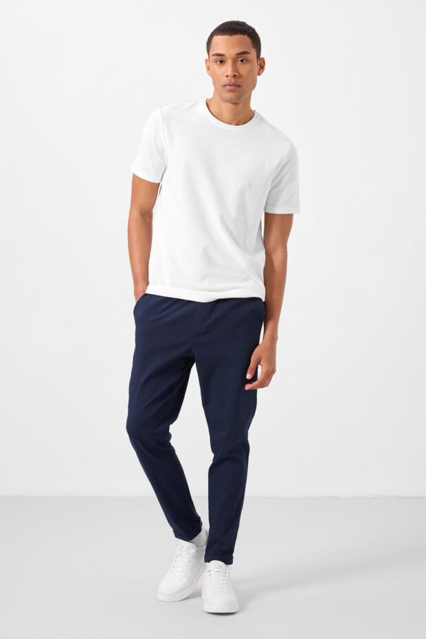 Lacivert Standart Fit Dokuma Hafif Esnek Chino Erkek Pantolon - 82178 - 5