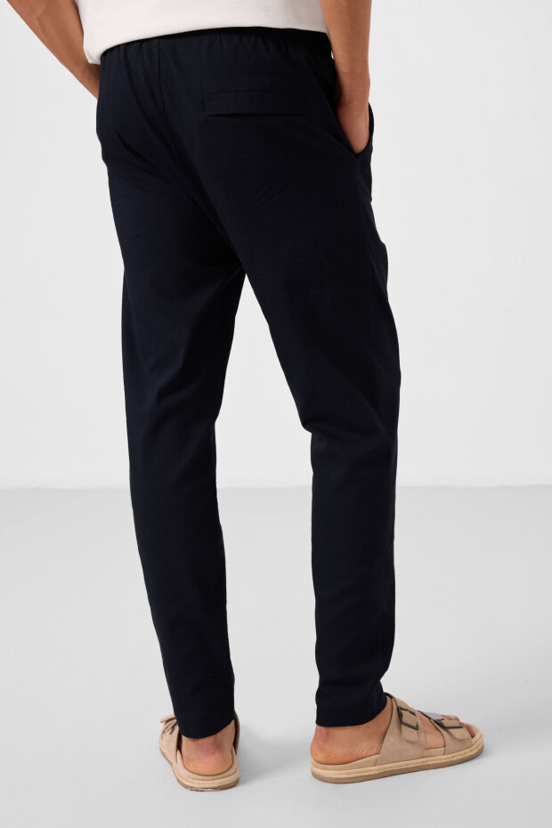 Lacivert Standart Fit Dokuma Hafif Esnek Chino Erkek Pantolon - 82180 - 7