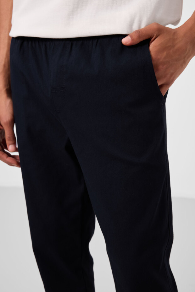 Lacivert Standart Fit Dokuma Hafif Esnek Chino Erkek Pantolon - 82180 - 4