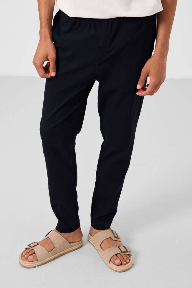 Lacivert Standart Fit Dokuma Hafif Esnek Chino Erkek Pantolon - 82180 - 2