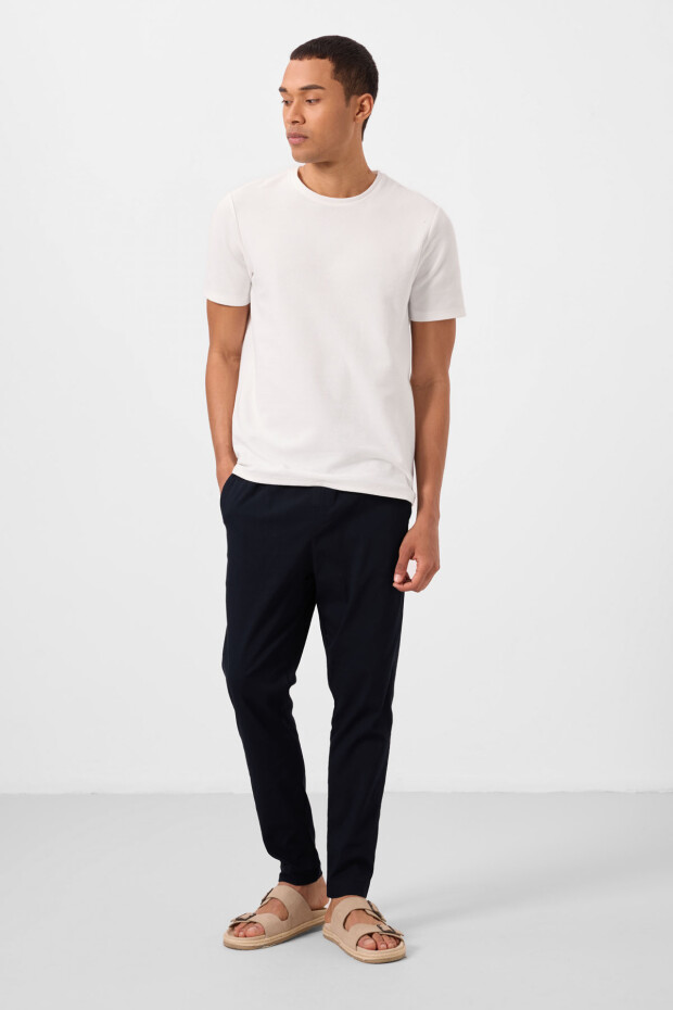 Lacivert Standart Fit Dokuma Hafif Esnek Chino Erkek Pantolon - 82180 - 3