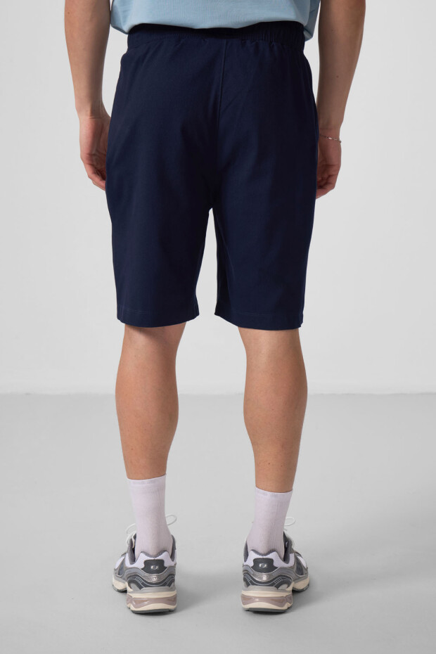 Lacivert Standart Fit Dokuma Hafif Esnek Chino Erkek Şort - 81290 - 7