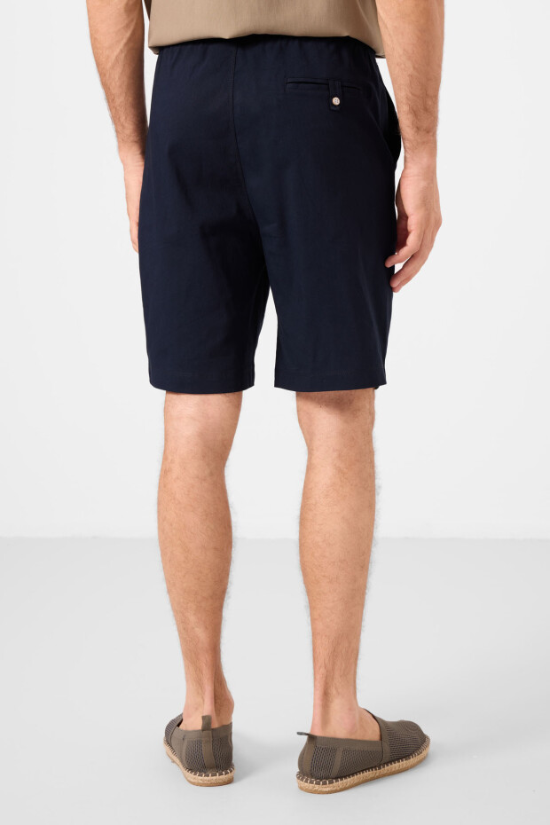Lacivert Standart Fit Dokuma Hafif Esnek Chino Erkek Şort - 81291 - 7
