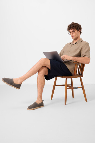 Lacivert Standart Fit Dokuma Hafif Esnek Chino Erkek Şort - 81291 