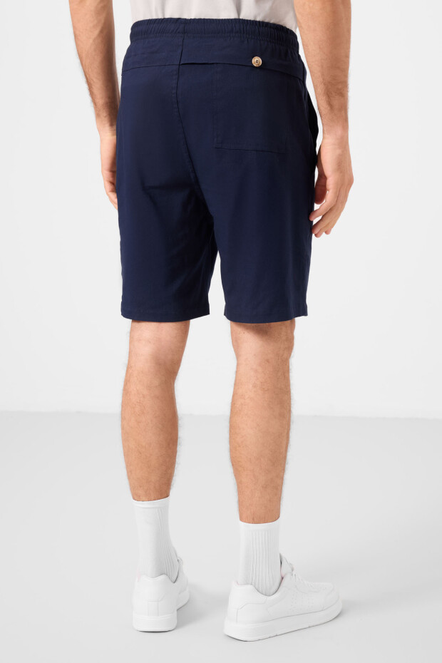 Lacivert Standart Fit Dokuma Hafif Esnek Chino Erkek Şort - 81292 - 7