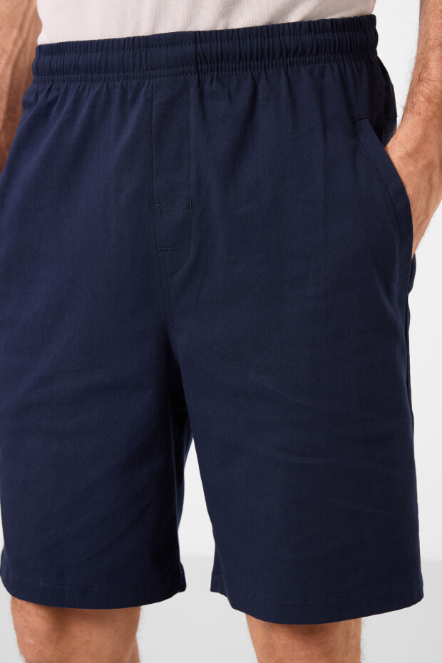 Lacivert Standart Fit Dokuma Hafif Esnek Chino Erkek Şort - 81292 - 3