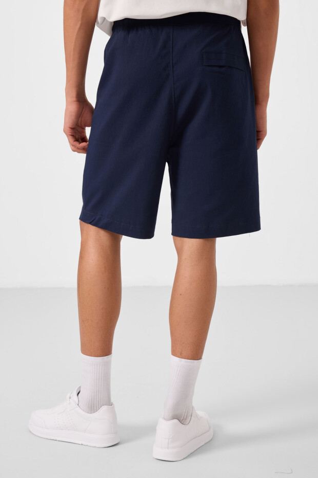 Lacivert Standart Fit Dokuma Hafif Esnek Chino Erkek Şort - 81293 - 7