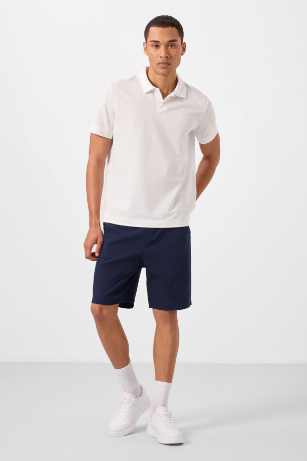 Lacivert Standart Fit Dokuma Hafif Esnek Chino Erkek Şort - 81293 - 5