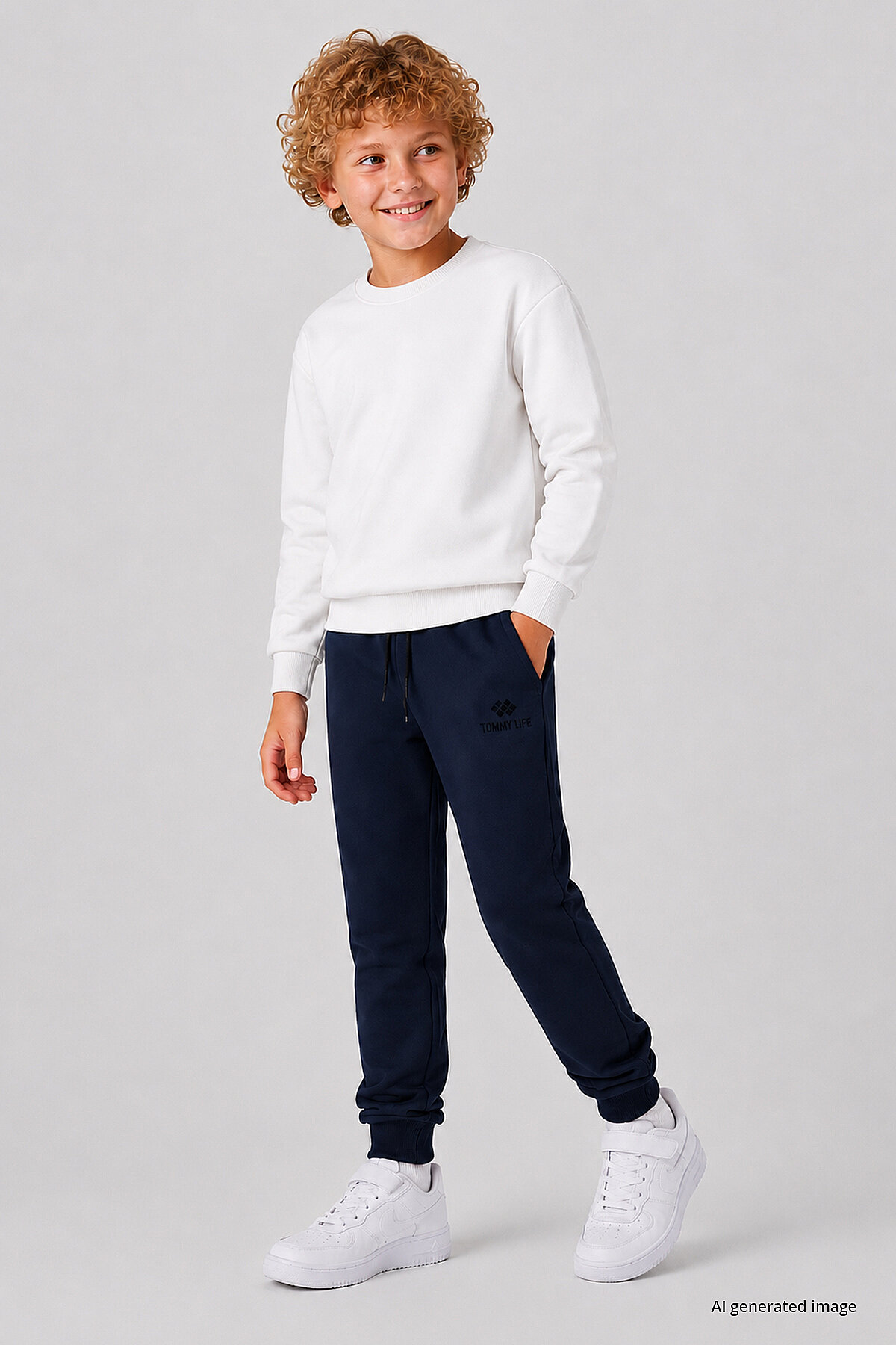 Lacivert Standart Fit Manşetli İnce Erkek Çocuk Eşofman Alt - 11205 - TOMMYLIFE