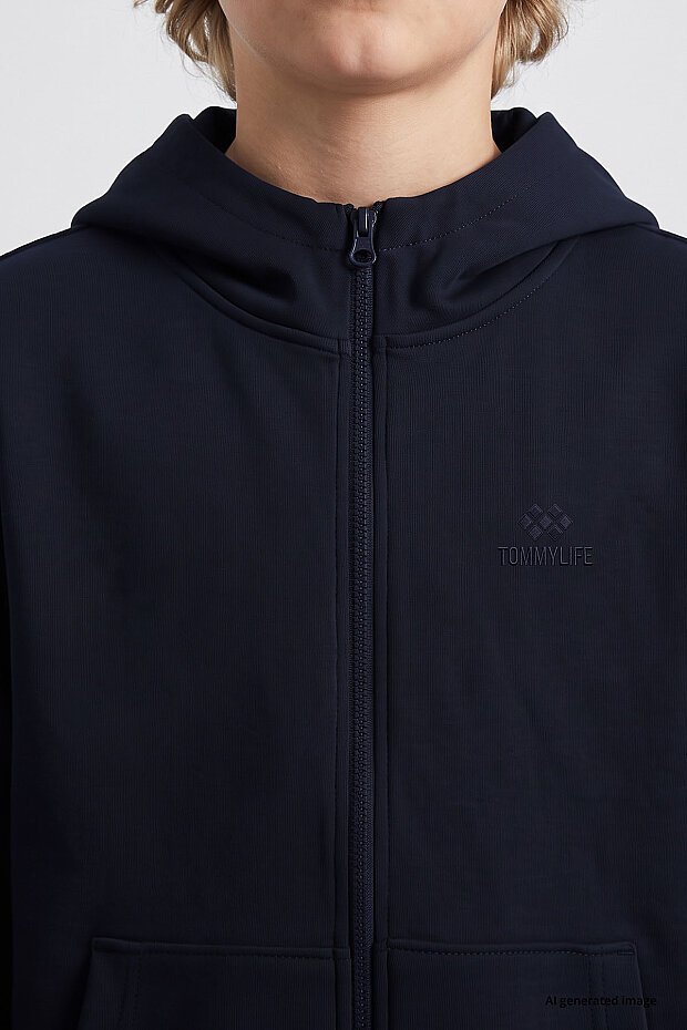 Lacivert Standart Kalıp Basic Erkek Çocuk Sweatshirt - 11336 - 5