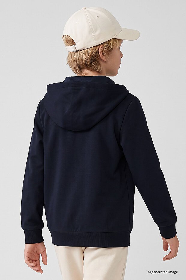 Lacivert Standart Kalıp Basic Erkek Çocuk Sweatshirt - 11336 - 7
