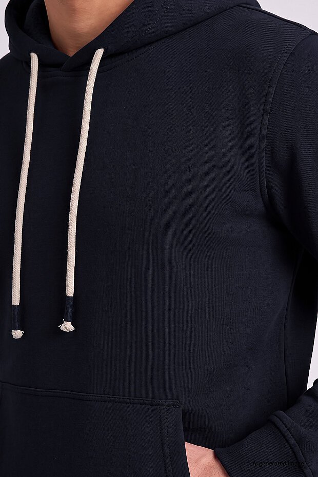 Lacivert Standart Kalıp Basic Erkek Sweatshirt - 88513 - 3