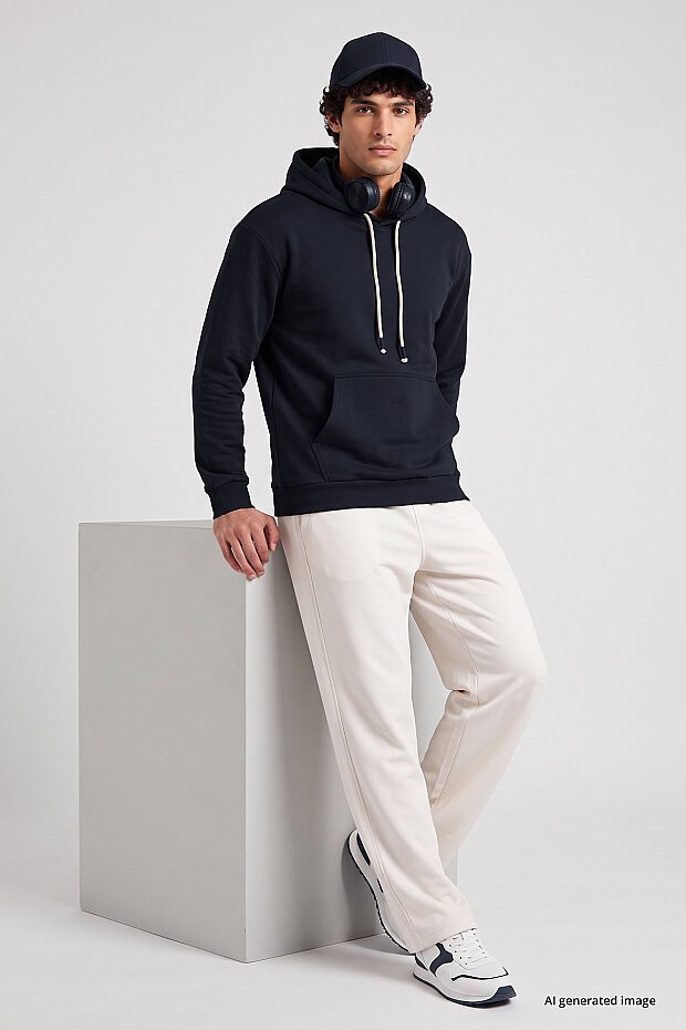 Lacivert Standart Kalıp Basic Erkek Sweatshirt - 88513 - 1