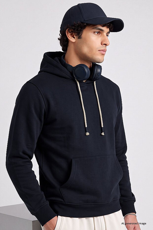 Lacivert Standart Kalıp Basic Erkek Sweatshirt - 88513 - 2