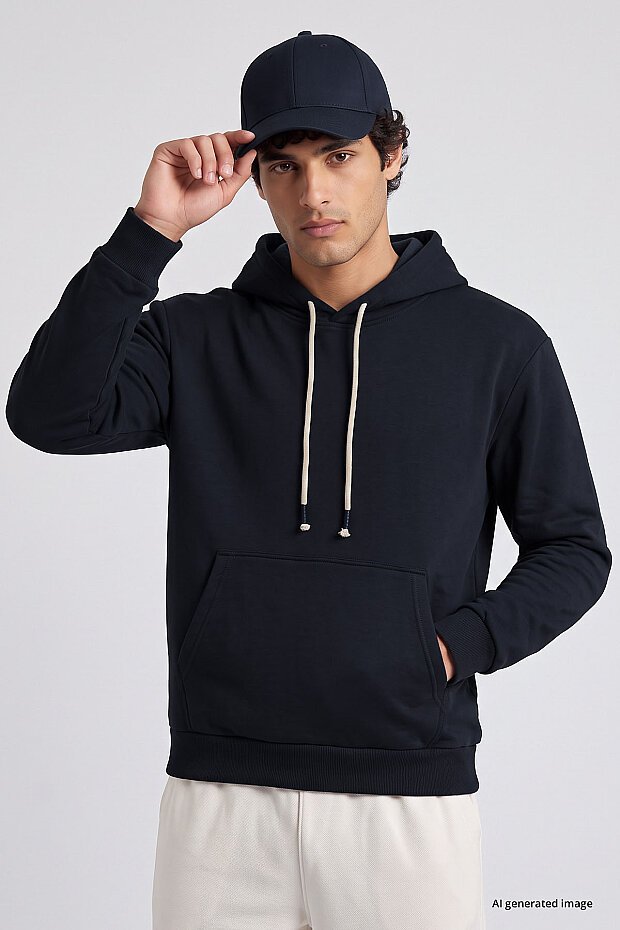 Lacivert Standart Kalıp Basic Erkek Sweatshirt - 88513 - 4
