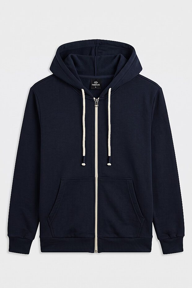 Lacivert Standart Kalıp Basic Fermuarlı Erkek Sweatshirt - 88514 - 1