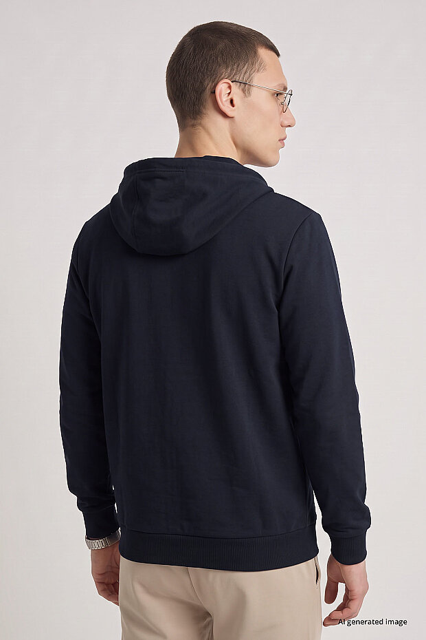 Lacivert Standart Kalıp Basic Fermuarlı Erkek Sweatshirt - 88514 - 6