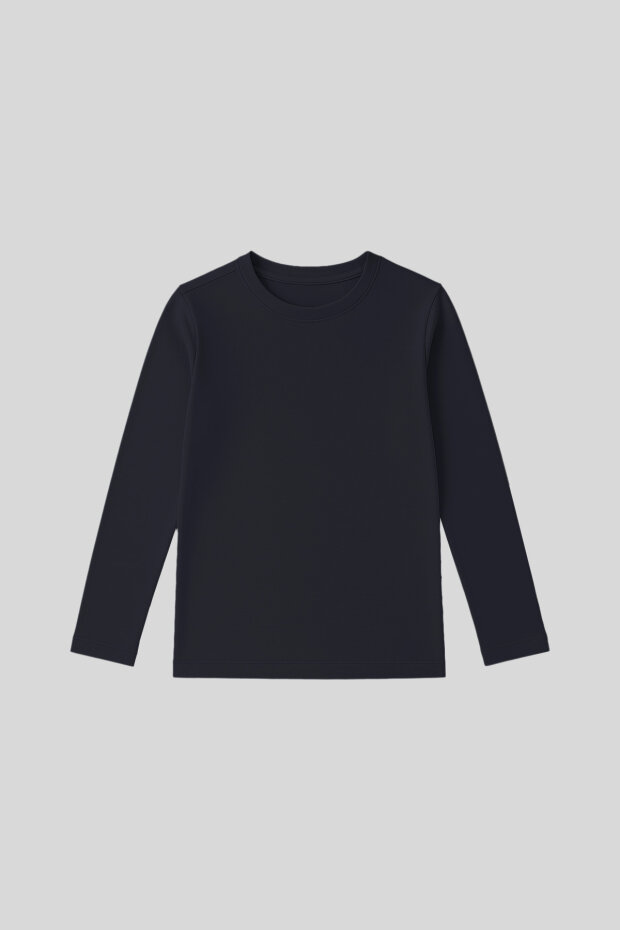 Lacivert O Yaka Standart Fit Basic Uzun Kollu Unisex Çocuk T-Shirt - 11329 - 1