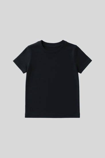Lacivert O Yaka Standart Fit Basic Unisex Çocuk T-Shirt - 11328 
