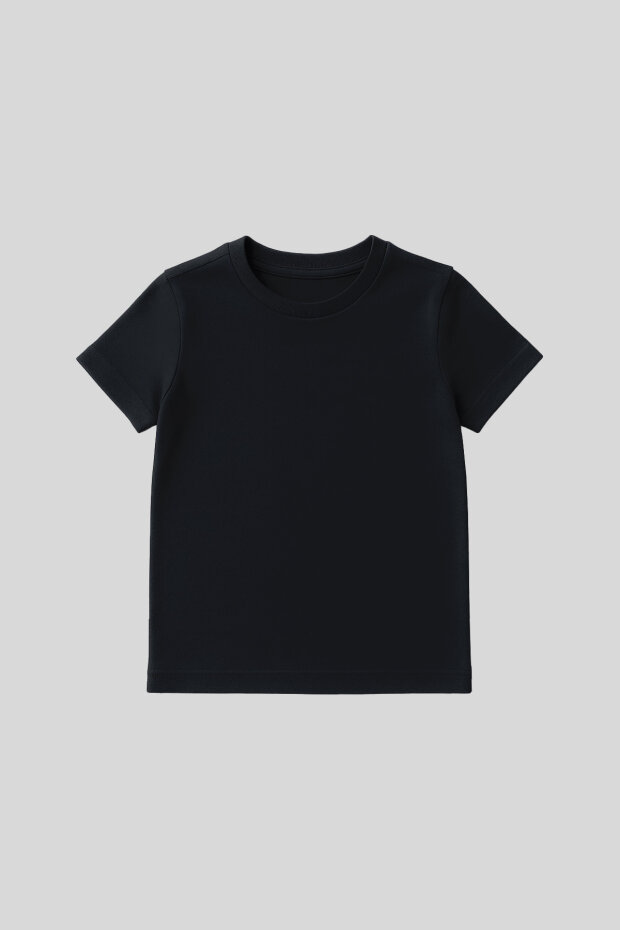 Lacivert O Yaka Standart Fit Basic Unisex Çocuk T-Shirt - 11328 - 1