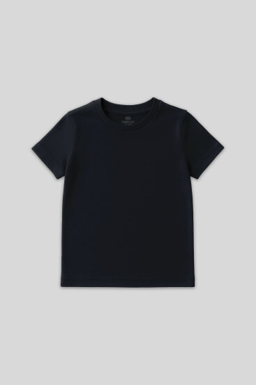 Lacivert O Yaka Standart Fit Basic Unisex Çocuk T-Shirt - 11328 