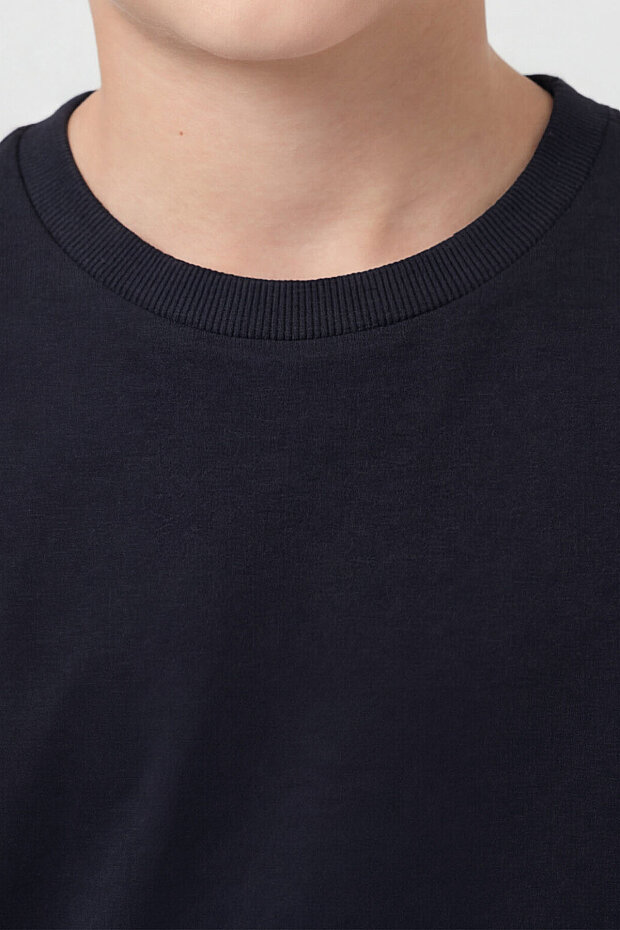 Lacivert O Yaka Standart Fit Basic Unisex Çocuk T-Shirt - 11328 - 3