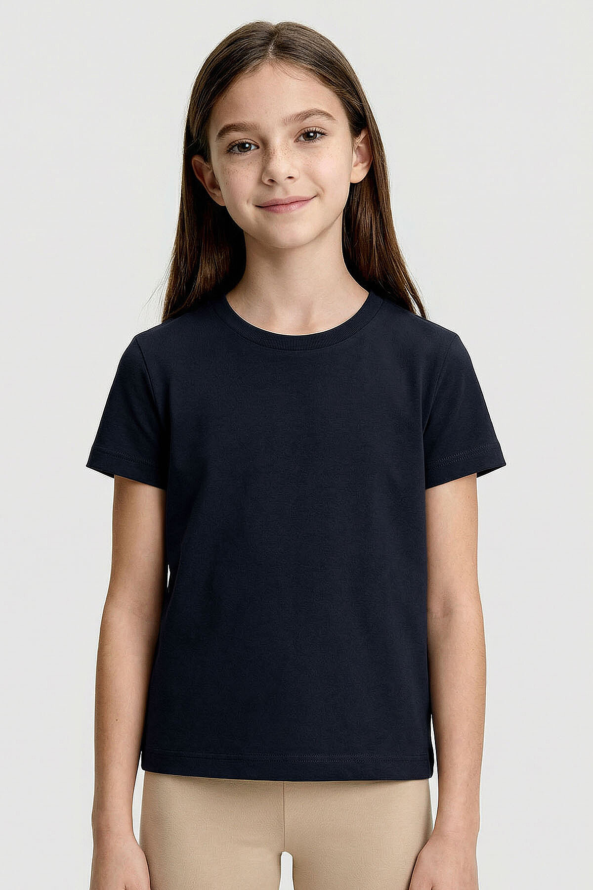 Lacivert O Yaka Standart Fit Basic Unisex Çocuk T-Shirt - 11328 - TOMMYLIFE (1)