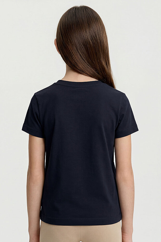 Lacivert O Yaka Standart Fit Basic Unisex Çocuk T-Shirt - 11328 - 4