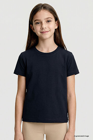 Lacivert O Yaka Standart Fit Basic Unisex Çocuk T-Shirt - 11328 