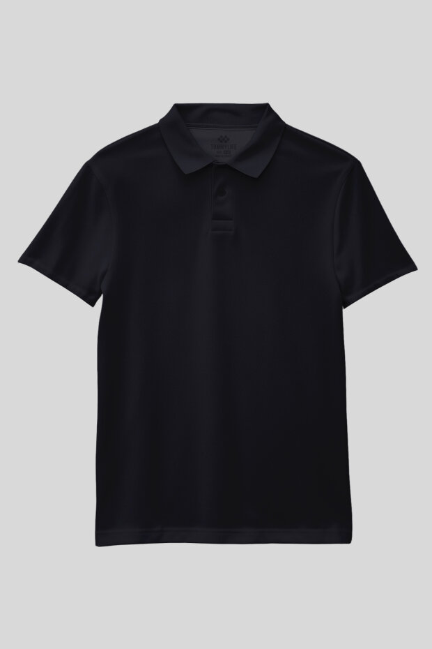 Lacivert Polo Yaka Standart Fit Basic Unisex Çocuk T-Shirt - 11330 - 1